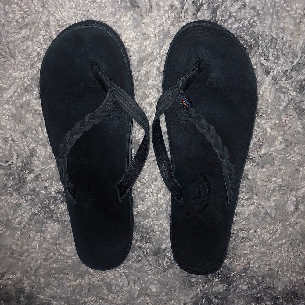 Black Braided Strap Rainbow Sandals